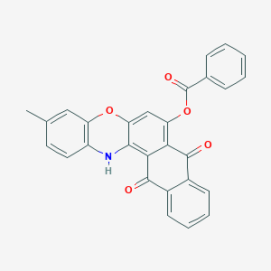 molecular formula C28H17NO5 B11495640 3-methyl-8,13-dioxo-13,14-dihydro-8H-naphtho[2,3-a]phenoxazin-7-yl benzoate 