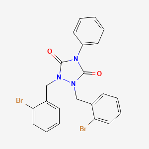 molecular formula C22H17Br2N3O2 B11495653 1,2-Bis[(2-bromophenyl)methyl]-4-phenyl-1,2,4-triazolidine-3,5-dione 