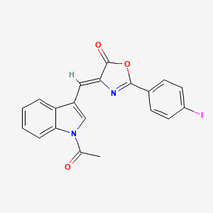 molecular formula C20H13IN2O3 B11495662 (4Z)-4-[(1-acetyl-1H-indol-3-yl)methylidene]-2-(4-iodophenyl)-1,3-oxazol-5(4H)-one 