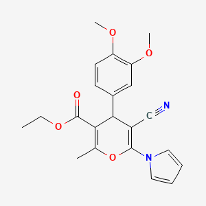 ethyl 5-cyano-4-(3,4-dimethoxyphenyl)-2-methyl-6-(1H-pyrrol-1-yl)-4H-pyran-3-carboxylate