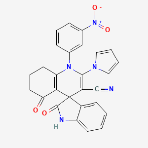 1'-(3-nitrophenyl)-2,5'-dioxo-2'-(1H-pyrrol-1-yl)-1,2,5',6',7',8'-hexahydro-1'H-spiro[indole-3,4'-quinoline]-3'-carbonitrile