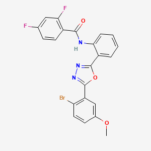 molecular formula C22H14BrF2N3O3 B11495733 N-{2-[5-(2-bromo-5-methoxyphenyl)-1,3,4-oxadiazol-2-yl]phenyl}-2,4-difluorobenzamide 