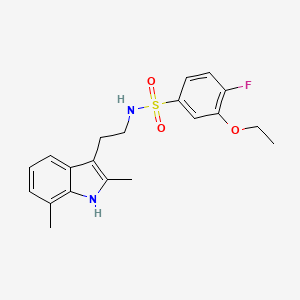 molecular formula C20H23FN2O3S B11495740 N-[2-(2,7-dimethyl-1H-indol-3-yl)ethyl]-3-ethoxy-4-fluorobenzenesulfonamide 