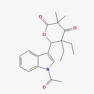 molecular formula C21H25NO4 B11495798 6-(1-Acetylindol-3-yl)-5,5-diethyl-3,3-dimethyloxane-2,4-dione CAS No. 577768-80-0