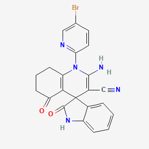 molecular formula C22H16BrN5O2 B11495812 2'-amino-1'-(5-bromopyridin-2-yl)-2,5'-dioxo-1,2,5',6',7',8'-hexahydro-1'H-spiro[indole-3,4'-quinoline]-3'-carbonitrile 