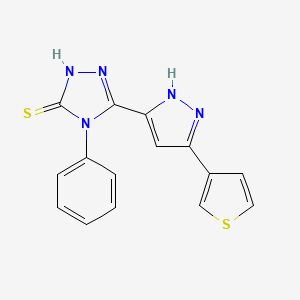 molecular formula C15H11N5S2 B11495820 4-phenyl-3-(3-thiophen-3-yl-1H-pyrazol-5-yl)-1H-1,2,4-triazole-5-thione CAS No. 879433-00-8