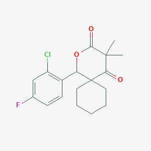 molecular formula C18H20ClFO3 B11495828 1-(2-Chloro-4-fluorophenyl)-4,4-dimethyl-2-oxaspiro[5.5]undecane-3,5-dione 