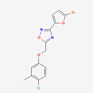 molecular formula C14H10BrClN2O3 B11495833 3-(5-Bromofuran-2-yl)-5-[(4-chloro-3-methylphenoxy)methyl]-1,2,4-oxadiazole 