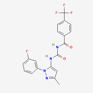 molecular formula C19H14F4N4O2 B11495837 N-{[1-(3-fluorophenyl)-3-methyl-1H-pyrazol-5-yl]carbamoyl}-4-(trifluoromethyl)benzamide 