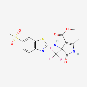 molecular formula C16H14F3N3O5S2 B11495846 methyl 2-methyl-4-{[6-(methylsulfonyl)-1,3-benzothiazol-2-yl]amino}-5-oxo-4-(trifluoromethyl)-4,5-dihydro-1H-pyrrole-3-carboxylate 