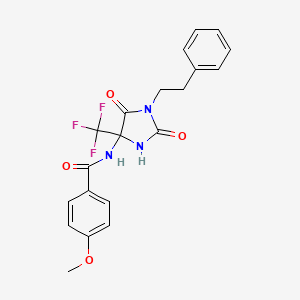 molecular formula C20H18F3N3O4 B11495857 N-[2,5-dioxo-1-(2-phenylethyl)-4-(trifluoromethyl)imidazolidin-4-yl]-4-methoxybenzamide 