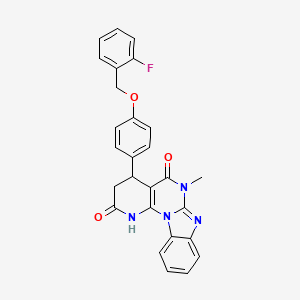 6-[4-[(2-fluorophenyl)methoxy]phenyl]-9-methyl-1,3,9,11-tetrazatetracyclo[8.7.0.02,7.012,17]heptadeca-2(7),10,12,14,16-pentaene-4,8-dione