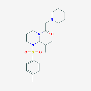 1-[2-isopropyl-3-[(4-methylphenyl)sulfonyl]tetrahydro-1(2H)-pyrimidinyl]-2-piperidino-1-ethanone