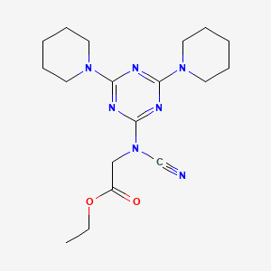 molecular formula C18H27N7O2 B11495880 ethyl N-cyano-N-[4,6-di(piperidin-1-yl)-1,3,5-triazin-2-yl]glycinate 