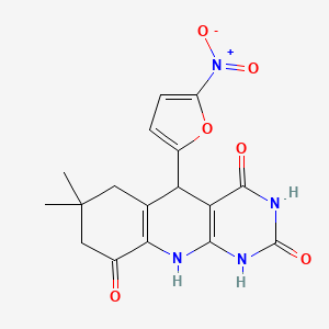 7,7-dimethyl-5-(5-nitrofuran-2-yl)-1,5,6,7,8,10-hexahydropyrimido[4,5-b]quinoline-2,4,9(3H)-trione