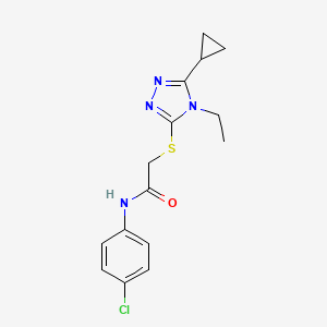 molecular formula C15H17ClN4OS B11495962 N-(4-chlorophenyl)-2-[(5-cyclopropyl-4-ethyl-1,2,4-triazol-3-yl)sulfanyl]acetamide 