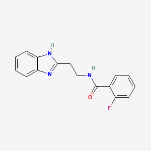 molecular formula C16H14FN3O B11495981 N-[2-(1H-benzimidazol-2-yl)ethyl]-2-fluorobenzamide 