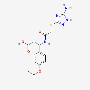 molecular formula C16H21N5O4S B11495983 3-({[(3-amino-1H-1,2,4-triazol-5-yl)sulfanyl]acetyl}amino)-3-[4-(propan-2-yloxy)phenyl]propanoic acid 