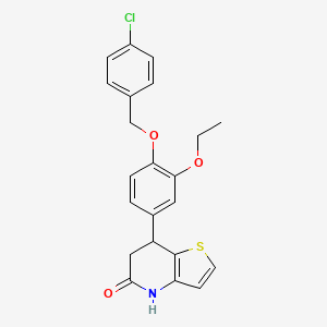 molecular formula C22H20ClNO3S B11495988 7-{4-[(4-chlorobenzyl)oxy]-3-ethoxyphenyl}-6,7-dihydrothieno[3,2-b]pyridin-5(4H)-one 