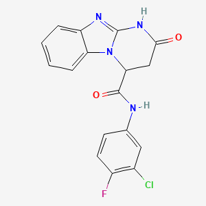 molecular formula C17H12ClFN4O2 B11496006 N-(3-chloro-4-fluorophenyl)-2-oxo-1,2,3,4-tetrahydropyrimido[1,2-a]benzimidazole-4-carboxamide 