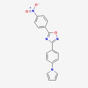 molecular formula C18H12N4O3 B11496013 5-(4-nitrophenyl)-3-[4-(1H-pyrrol-1-yl)phenyl]-1,2,4-oxadiazole 