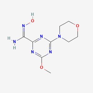 molecular formula C9H14N6O3 B11496025 [1,3,5]Triazine-2-carboxamidine, N-hydroxy-4-methoxy-6-(morpholin-4-yl)- 