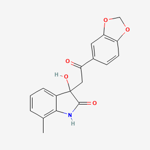 molecular formula C18H15NO5 B11496056 3-[2-(1,3-benzodioxol-5-yl)-2-oxoethyl]-3-hydroxy-7-methyl-1,3-dihydro-2H-indol-2-one 