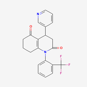 molecular formula C21H17F3N2O2 B11496059 4-(pyridin-3-yl)-1-[2-(trifluoromethyl)phenyl]-4,6,7,8-tetrahydroquinoline-2,5(1H,3H)-dione 