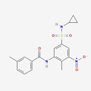 molecular formula C18H19N3O5S B11496075 N-[5-(cyclopropylsulfamoyl)-2-methyl-3-nitrophenyl]-3-methylbenzamide 