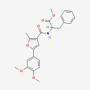 molecular formula C24H25NO6 B11496102 methyl N-{[5-(3,4-dimethoxyphenyl)-2-methylfuran-3-yl]carbonyl}phenylalaninate 