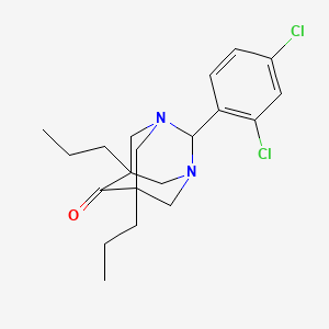 molecular formula C20H26Cl2N2O B11496142 2-(2,4-Dichlorophenyl)-5,7-dipropyl-1,3-diazatricyclo[3.3.1.1~3,7~]decan-6-one 