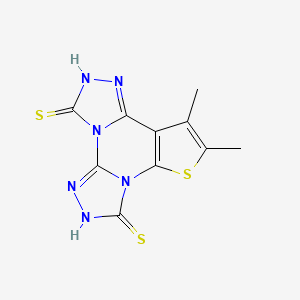 molecular formula C10H8N6S3 B11496169 9,10-dimethyl-8-thia-1,3,4,6,13,14-hexazatetracyclo[10.3.0.02,6.07,11]pentadeca-2,7(11),9,12-tetraene-5,15-dithione 