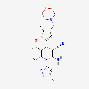 2-Amino-4-[5-methyl-4-(morpholin-4-ylmethyl)thiophen-2-yl]-1-(5-methyl-1,2-oxazol-3-yl)-5-oxo-1,4,5,6,7,8-hexahydroquinoline-3-carbonitrile