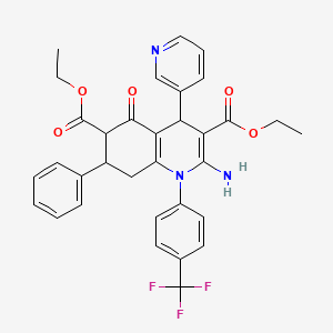 Diethyl 2-amino-5-oxo-7-phenyl-4-(pyridin-3-yl)-1-[4-(trifluoromethyl)phenyl]-1,4,5,6,7,8-hexahydroquinoline-3,6-dicarboxylate