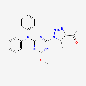 molecular formula C22H21N7O2 B11496242 1-{1-[4-(diphenylamino)-6-ethoxy-1,3,5-triazin-2-yl]-5-methyl-1H-1,2,3-triazol-4-yl}ethanone 