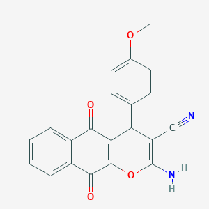 molecular formula C21H14N2O4 B11496250 2-amino-4-(4-methoxyphenyl)-5,10-dioxo-5,10-dihydro-4H-benzo[g]chromene-3-carbonitrile 