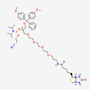 molecular formula C52H76N5O11PS B1149627 亚磷酰胺酸，双(1-甲基乙基)-，1-[[双(4-甲氧苯基)苯基甲氧基]甲基]-21-[(3as,4s,6ar)-六氢-2-氧代-1H-噻吩并[3,4-d]咪唑-4-基]-17-氧代-3,6,9,12-四氧杂-16-氮杂二十烷-1-基2-氰基 CAS No. 198080-44-3