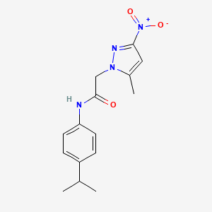 molecular formula C15H18N4O3 B11496280 2-(5-methyl-3-nitro-1H-pyrazol-1-yl)-N-[4-(propan-2-yl)phenyl]acetamide 