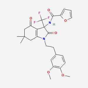 N-{1-[2-(3,4-dimethoxyphenyl)ethyl]-6,6-dimethyl-2,4-dioxo-3-(trifluoromethyl)-2,3,4,5,6,7-hexahydro-1H-indol-3-yl}furan-2-carboxamide