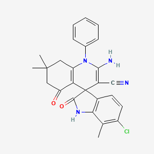 2'-amino-6-chloro-7,7',7'-trimethyl-2,5'-dioxo-1'-phenyl-1,2,5',6',7',8'-hexahydro-1'H-spiro[indole-3,4'-quinoline]-3'-carbonitrile