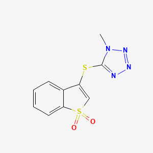 molecular formula C10H8N4O2S2 B11496358 5-[(1,1-dioxido-1-benzothiophen-3-yl)sulfanyl]-1-methyl-1H-tetrazole 