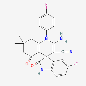 2'-amino-5-fluoro-1'-(4-fluorophenyl)-7',7'-dimethyl-2,5'-dioxo-1,2,5',6',7',8'-hexahydro-1'H-spiro[indole-3,4'-quinoline]-3'-carbonitrile