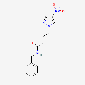 molecular formula C14H16N4O3 B11496381 N-benzyl-4-(4-nitro-1H-pyrazol-1-yl)butanamide 