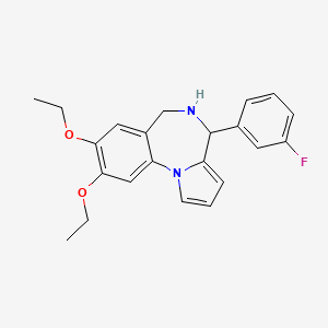 molecular formula C22H23FN2O2 B11496386 8,9-diethoxy-4-(3-fluorophenyl)-5,6-dihydro-4H-pyrrolo[1,2-a][1,4]benzodiazepine 