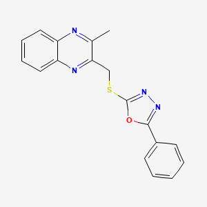 molecular formula C18H14N4OS B11496412 2-Methyl-3-{[(5-phenyl-1,3,4-oxadiazol-2-yl)sulfanyl]methyl}quinoxaline 