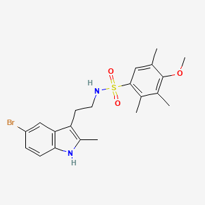 molecular formula C21H25BrN2O3S B11496423 N-[2-(5-bromo-2-methyl-1H-indol-3-yl)ethyl]-4-methoxy-2,3,5-trimethylbenzenesulfonamide 