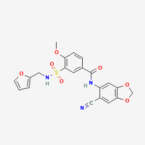 molecular formula C21H17N3O7S B11496429 N-(6-cyano-1,3-benzodioxol-5-yl)-3-{[(2-furylmethyl)amino]sulfonyl}-4-methoxybenzamide 