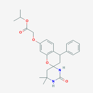 propan-2-yl 2-(4,4-dimethyl-2-oxo-4'-phenylspiro[1,3-diazinane-6,2'-3,4-dihydrochromene]-7'-yl)oxyacetate