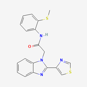 molecular formula C19H16N4OS2 B11496445 N-[2-(methylthio)phenyl]-2-[2-(1,3-thiazol-4-yl)-1H-benzimidazol-1-yl]acetamide 