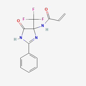 molecular formula C13H10F3N3O2 B11496450 2-Propenamide, N-[4,5-dihydro-5-oxo-2-phenyl-4-(trifluoromethyl)-1H-imidazol-4-yl]- 